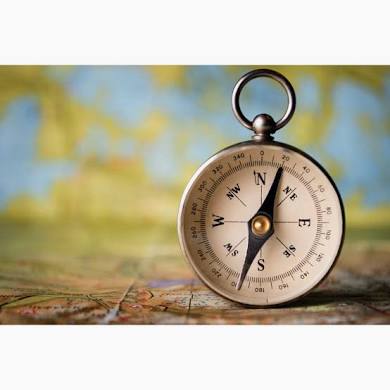 Compass standing upright.