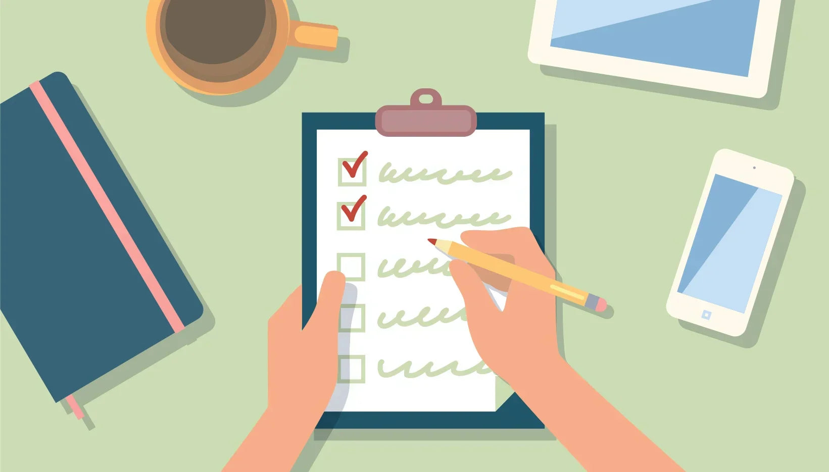 Clipboard with checklist.
